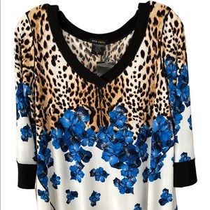 Eva Varro Arc Tunic Reba Small Swing 3/4 SLV Art To Wear Top Scoop Neck NWT Boho